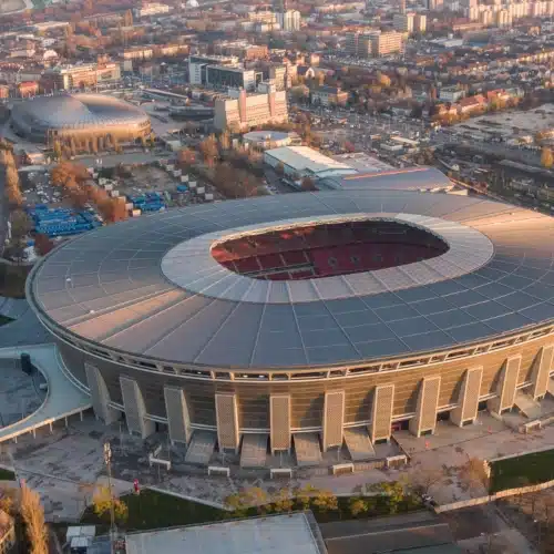 metal mesh for stadiums. Modern stadium. State of the art stadium project.