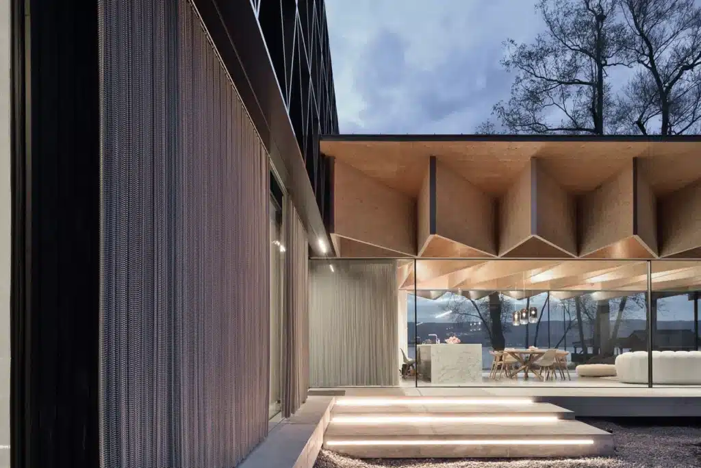 Stainless steel curtains in a luxury house